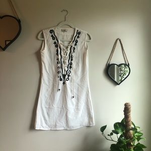 White boho tie dress